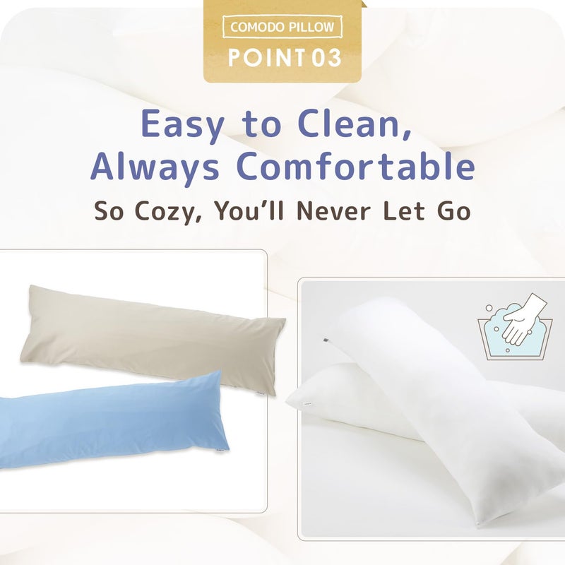 Comodo Body Pillow Cover with Zipper (Made in Japan / 63 x 20 inch (160 x 50cm) / Gray) Dakimakura Pillow (Anime/Maternity) 100% Cotton CMC9000R - Washable - Image 5